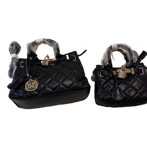 Bundle Badgley Mischka Diamond Quilted Tote Handbag Vegan Leather Mom/Daughter